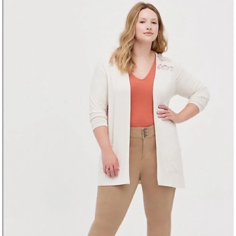 Torrid Lace Inset Open Style Cardigan with Front Pockets  Size 00 (US 10 or M)